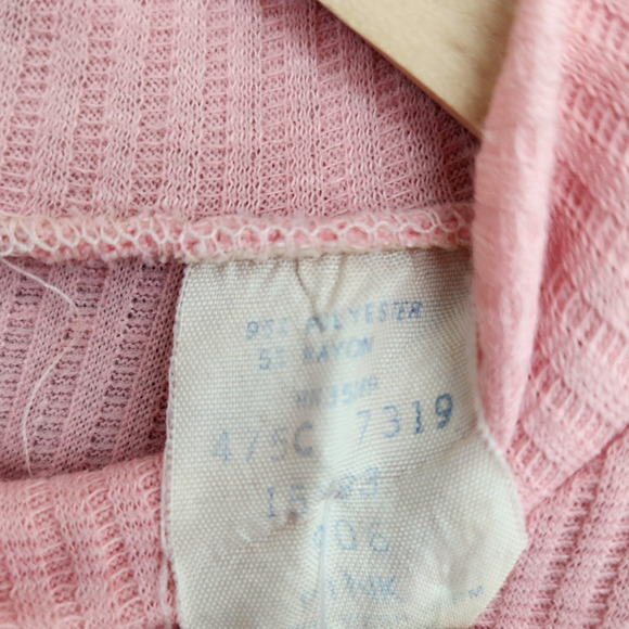 Retro Pink High Neck Sleeveless Ribbed Tank Shirt M - Picture 4 of 7